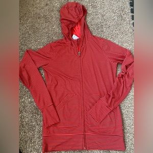 Burton Womens red/orange striped hoodie jacket size M